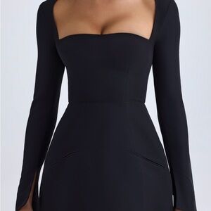 Oh Polly Black Mini Dress with Long Sleeves